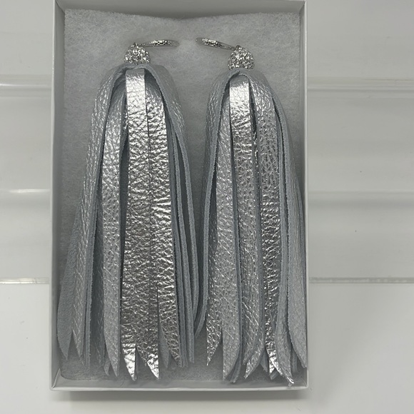 Journey Leather Tassel Earrings - Silver - Picture 6 of 7